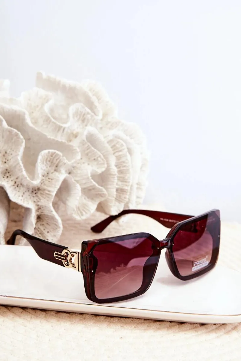 Best Kwadratowe Okulary Przeciwsłoneczne Damskie UV400 Brązowe Okulary