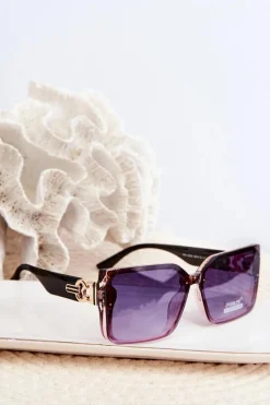 Best PRIUS Kwadratowe Okulary Przeciwsłoneczne Damskie UV400 Brązowo-Różowe