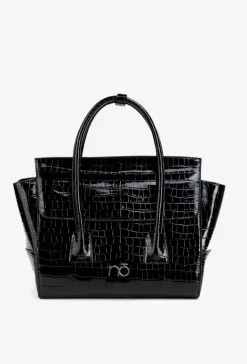 Online Lakierowana Torebka Kuferek Z Tłoczeniem BAG5810-M20 Czarna Torebki Nobo|Torebki Kuferki