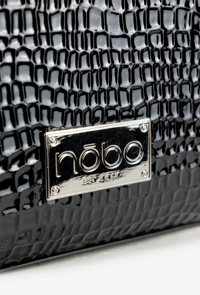 Nobo Lakierowana Torebka Z Tłoczonym Wzorem BAG6150-M20 Czarna