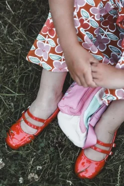 Balerinki Dziecięce></noscript>Boto Lakierowane Balerinki Dziecięce Z Paseczkami Czerwone Margenis Czerwony