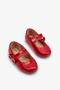 Balerinki Dziecięce></noscript>Boto Lakierowane Balerinki Dziecięce Z Paseczkami Czerwone Margenis Czerwony