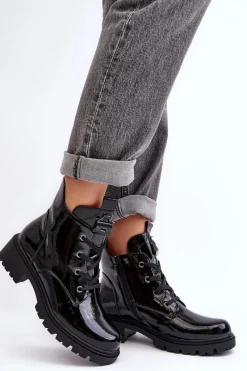 Botki Sznurowane|Czarne Botki><noscript><img width=