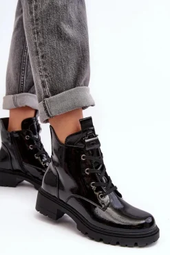 Botki Sznurowane|Czarne Botki><noscript><img width=