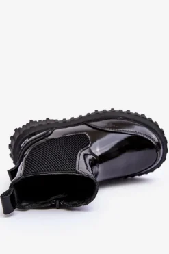 Best Boto Lakierowane Botki Dziecięce Na Suwak Ocieplane Czarne Jolynn