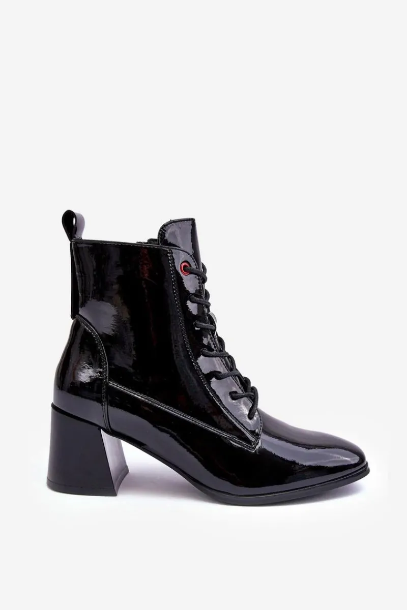 Botki Zimowe Damskie|Brązowe I Beżowe Botki>Buty damskie Vinceza Lakierowane Botki Na Słupku Czarne Basciano