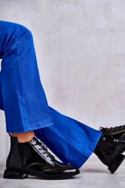 Czarne Botki|Botki Zimowe Damskie><noscript><img width=