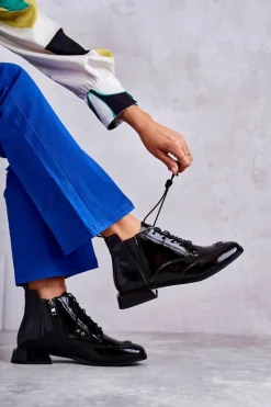 Czarne Botki|Botki Zimowe Damskie><noscript><img width=