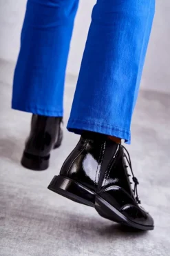 Czarne Botki|Botki Zimowe Damskie><noscript><img width=