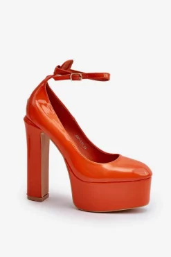 Discount Lakierowane Czółenka Na Masywnej Platformie I Słupku Pomarańczowe Ninames Damskie Czółenka Na Platformie|Czółenka Na Słupku
