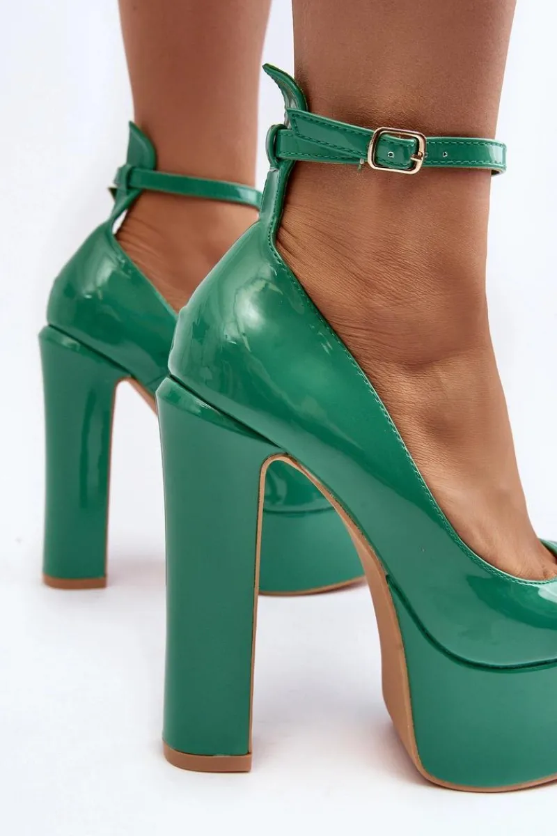 Czółenka Na Platformie|Czółenka Na Słupku>Boto Lakierowane Czółenka Na Masywnej Platformie I Słupku Zielone Ninames