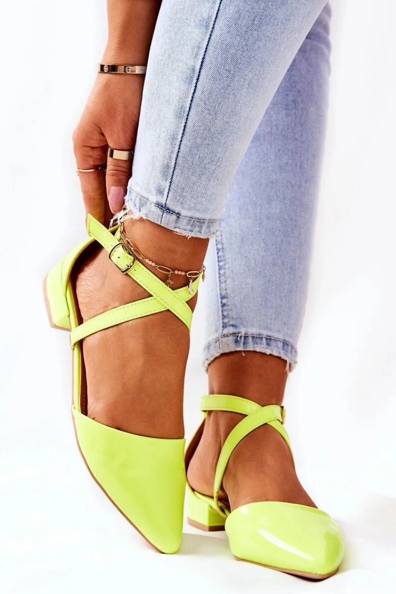 Online Boto Lakierowane Czółenka Na Niskim Obcasie Neonowy Żółty Giovanna