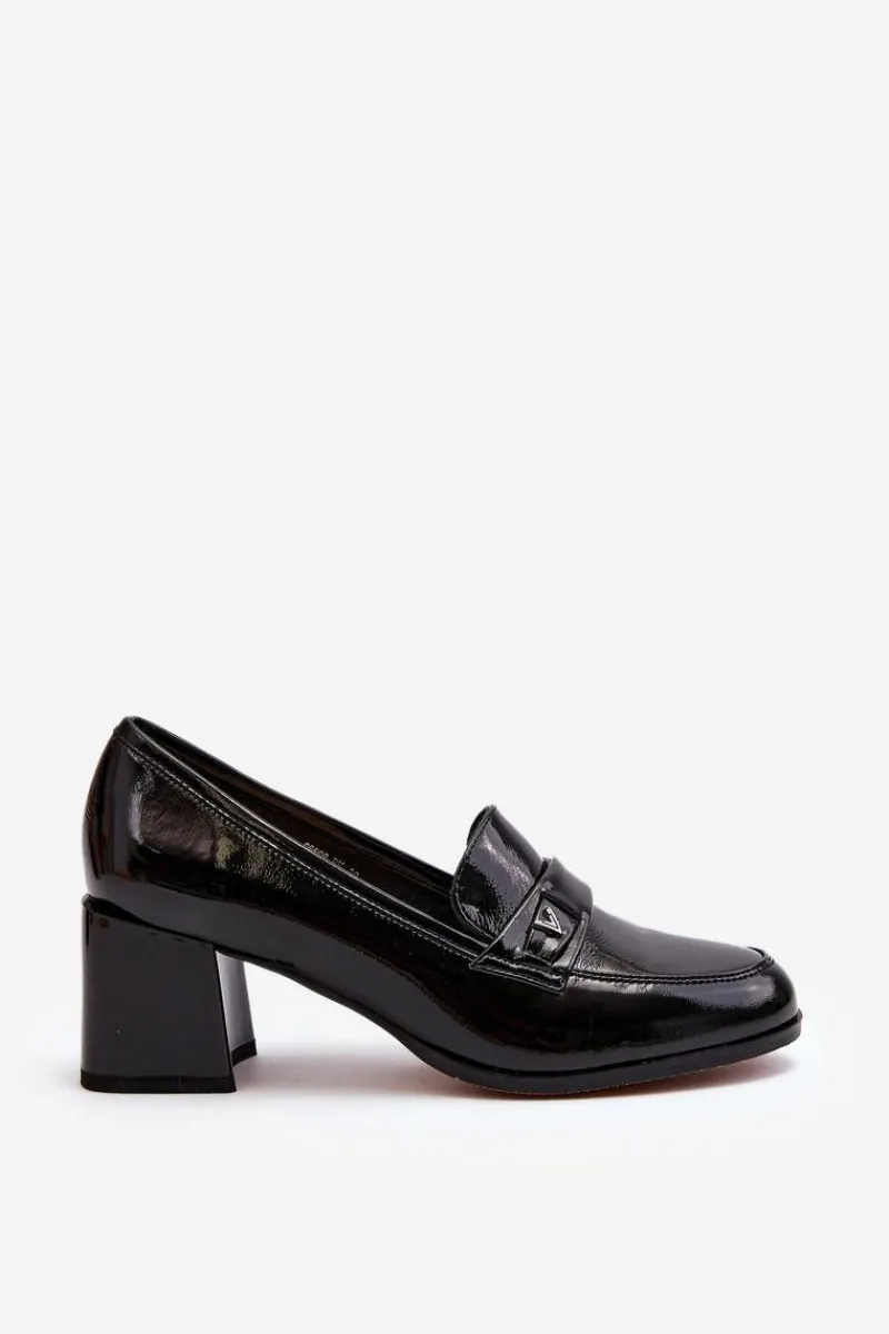 Czółenka Na Słupku|Czółenka Klasyczne>Buty damskie Vinceza Lakierowane Czółenka Na Obcasie Czarne Felicijana
