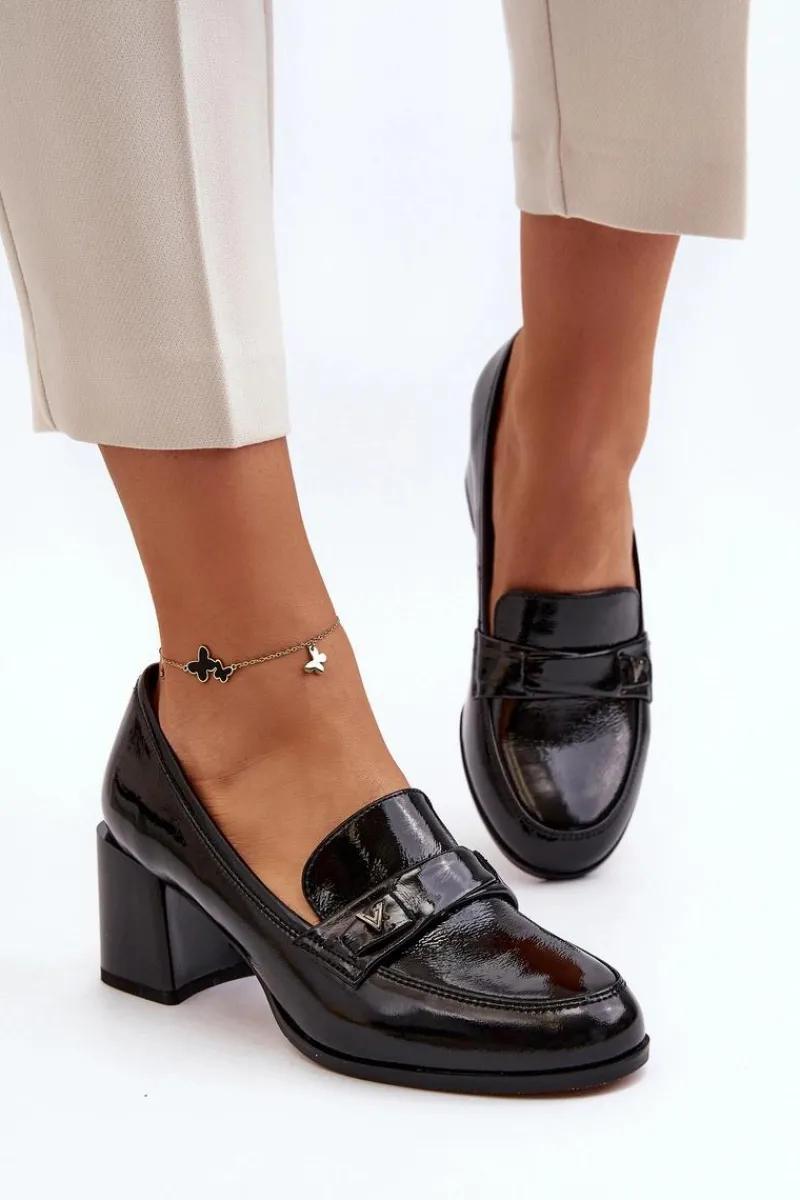 Czółenka Na Słupku|Czółenka Klasyczne>Buty damskie Vinceza Lakierowane Czółenka Na Obcasie Czarne Felicijana