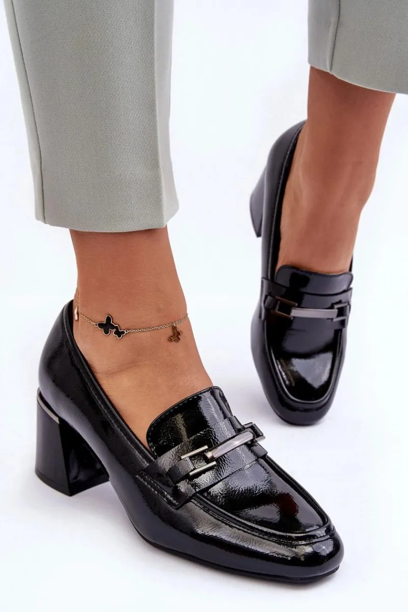 Discount Lakierowane Czółenka Na Słupku Czarne Idona Damskie Czółenka Na Słupku|Czółenka Klasyczne