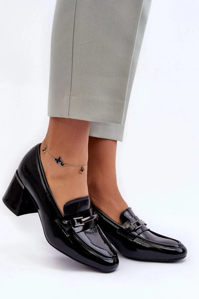 Discount Lakierowane Czółenka Na Słupku Czarne Idona Damskie Czółenka Na Słupku|Czółenka Klasyczne