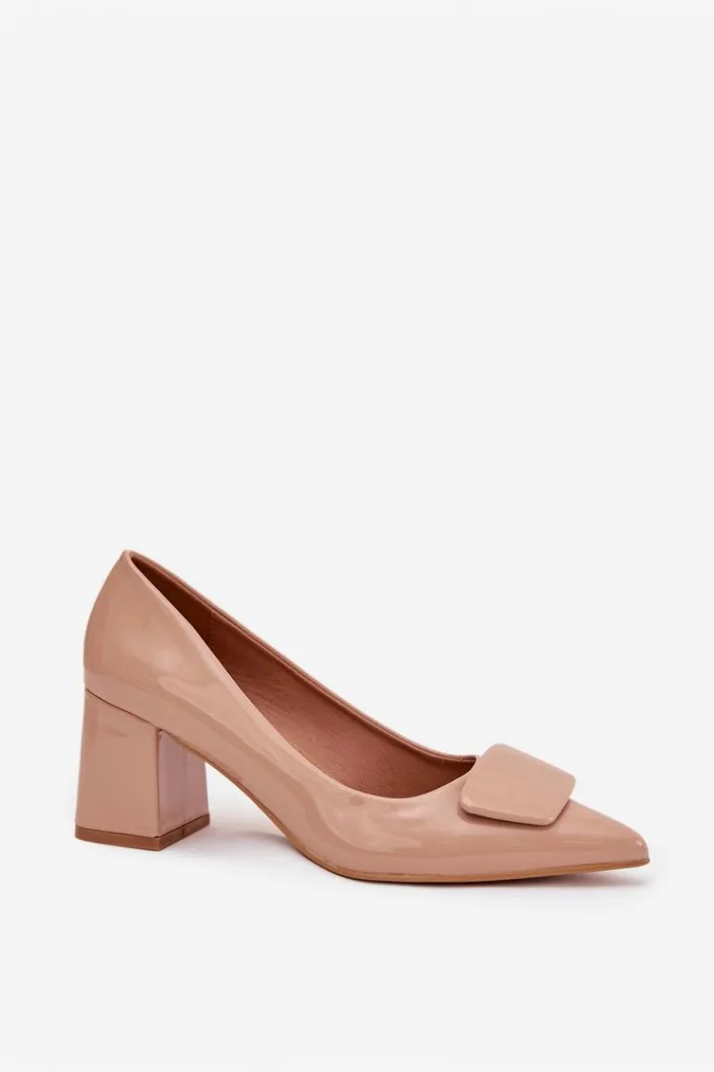 Clearance Lakierowane Czółenka Na Słupku Z Ozdobą Nude Isoline Damskie Czółenka Na Słupku|Czółenka Klasyczne