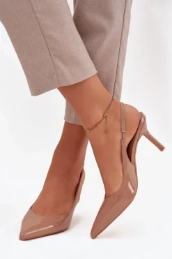 Discount Lakierowane Czółenka Na Szpilce Ciemnobeżowe Phelia Damskie Szpilki Lakierowane|Czółenka Klasyczne