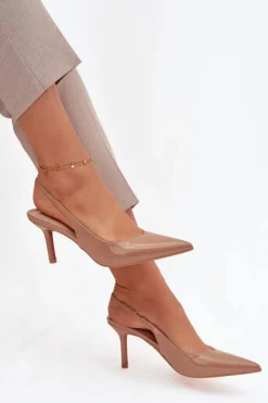 Discount Lakierowane Czółenka Na Szpilce Ciemnobeżowe Phelia Damskie Szpilki Lakierowane|Czółenka Klasyczne