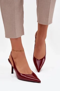 Hot Lakierowane Czółenka Na Szpilce Bordowe Phelia Damskie Szpilki Lakierowane|Czółenka Klasyczne
