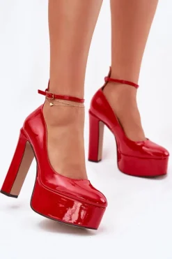 Czółenka Na Platformie|Czółenka Na Słupku>Boto Lakierowane Czółenka Na Wysokim Słupku I Platformie Czerwone Nianka