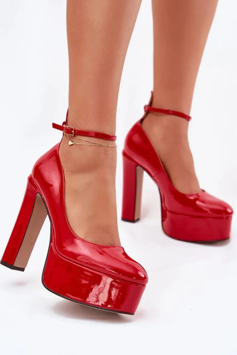 Czółenka Na Platformie|Czółenka Na Słupku>Boto Lakierowane Czółenka Na Wysokim Słupku I Platformie Czerwone Nianka