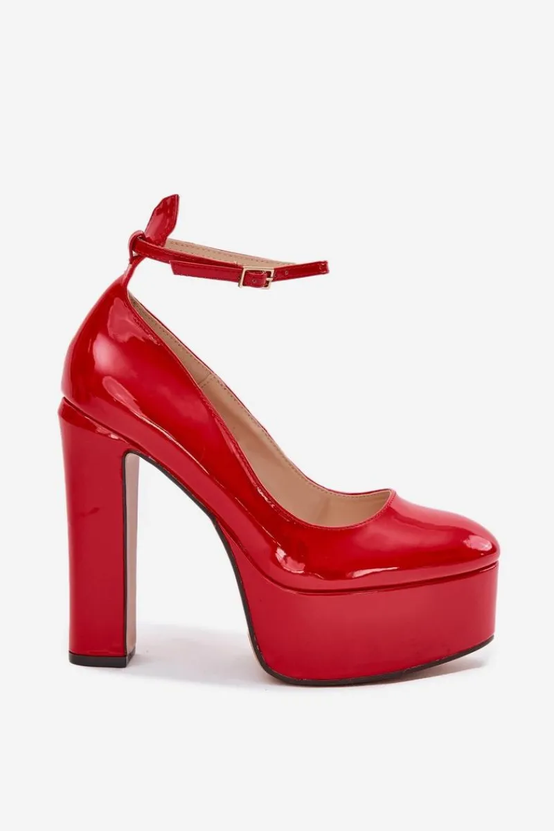 Czółenka Na Platformie|Czółenka Na Słupku>Boto Lakierowane Czółenka Na Wysokim Słupku I Platformie Czerwone Nianka