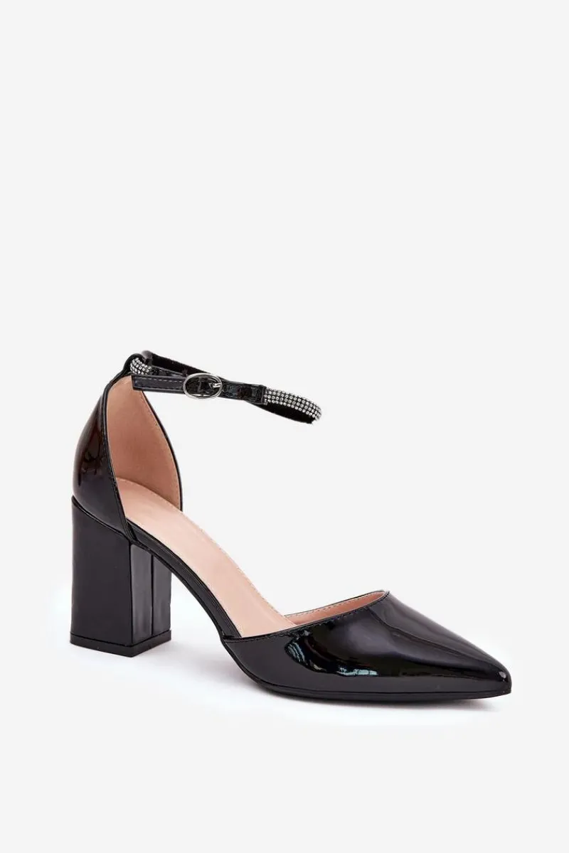 Hot Lakierowane Czółenka Ze Szpiczastymi Noskami Na Słupku Czarne Nossabel Damskie Czółenka Na Słupku|Czółenka Klasyczne