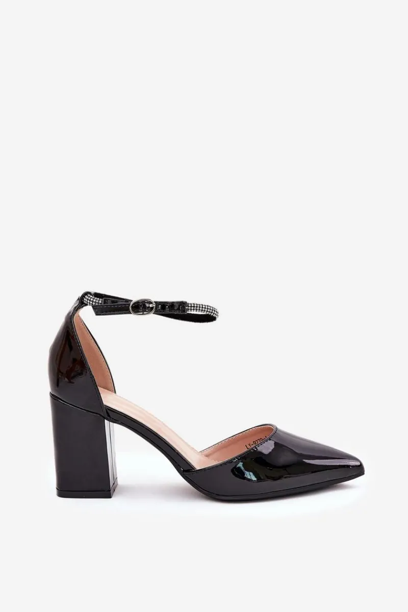 Hot Lakierowane Czółenka Ze Szpiczastymi Noskami Na Słupku Czarne Nossabel Damskie Czółenka Na Słupku|Czółenka Klasyczne