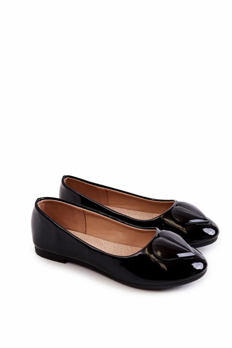 Best Buty damskie Vinceza Lakierowane Dziecięce Balerinki Z Sercem Czarne Corty