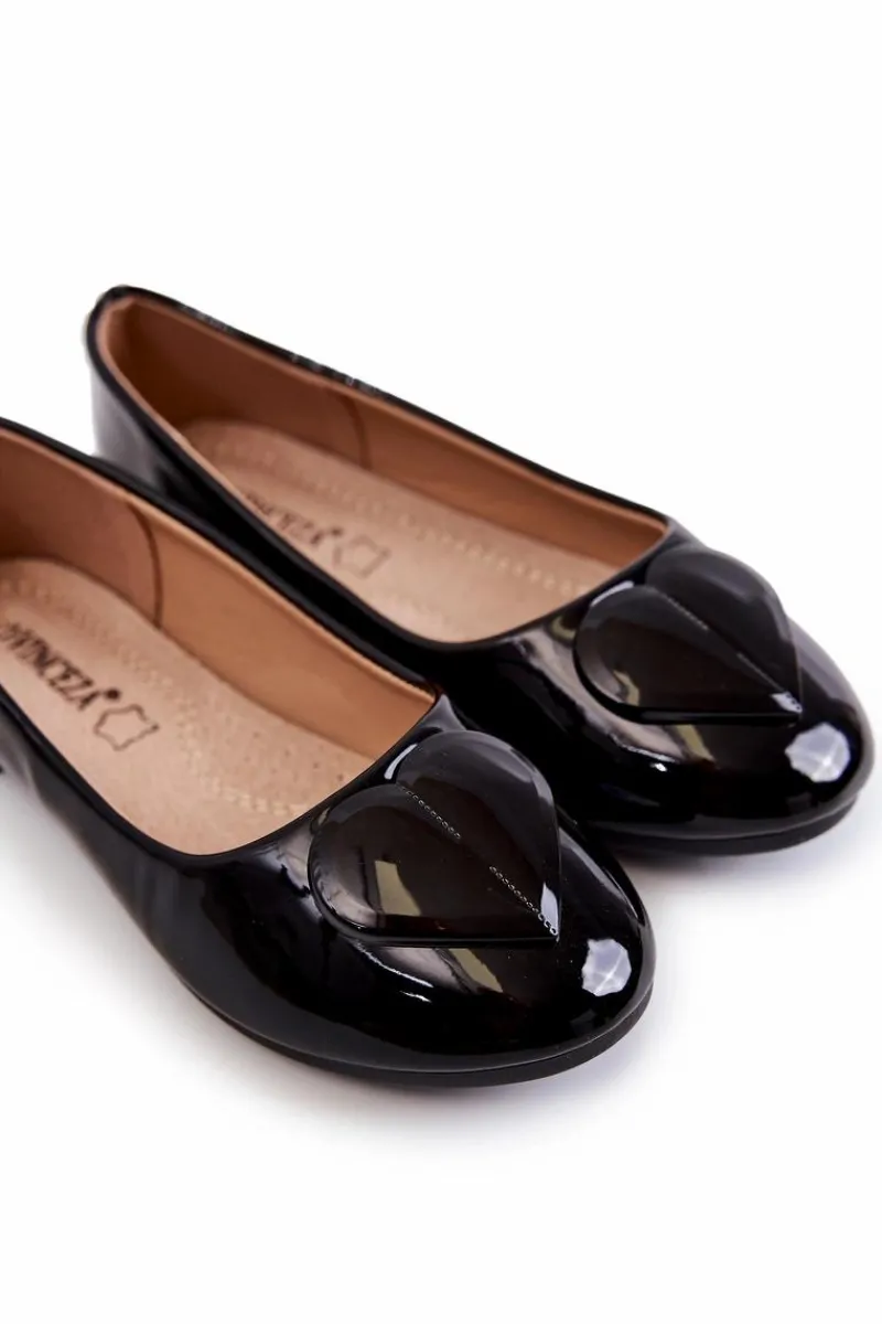 Best Buty damskie Vinceza Lakierowane Dziecięce Balerinki Z Sercem Czarne Corty
