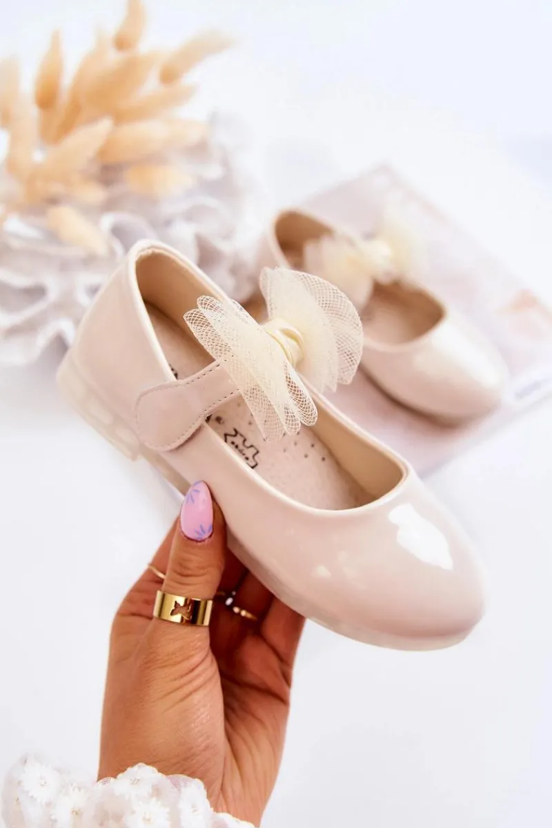 Discount Lakierowane Dziecięce Balerinki Na Rzepy Jasnobeżowe Carla Dzieci Balerinki Dziecięce