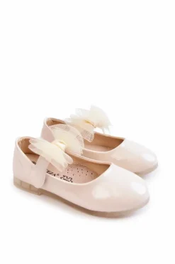 Discount Lakierowane Dziecięce Balerinki Na Rzepy Jasnobeżowe Carla Dzieci Balerinki Dziecięce