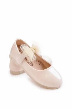 Discount Lakierowane Dziecięce Balerinki Na Rzepy Jasnobeżowe Carla Dzieci Balerinki Dziecięce