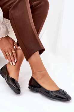 Hot Buty damskie Vinceza Lakierowane Eleganckie Baleriny Damskie Z Ozdobnym Detalem Vinceza 17377 Czarne Czarny