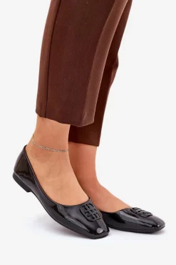 Hot Buty damskie Vinceza Lakierowane Eleganckie Baleriny Damskie Z Ozdobnym Detalem Vinceza 17377 Czarne Czarny