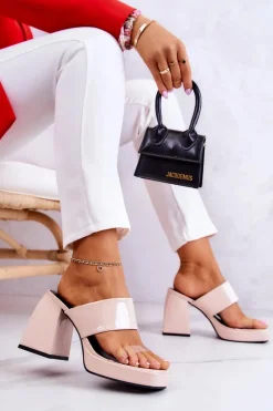 Klapki Na Obcasie|Klapki Damskie Klasyczne><noscript><img width=