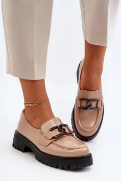 Mokasyny Damskie Lakierowane|Mokasyny Damskie Skórzane>Buty damskie Vinceza Lakierowane Mokasyny Damskie Beżowe Santtes