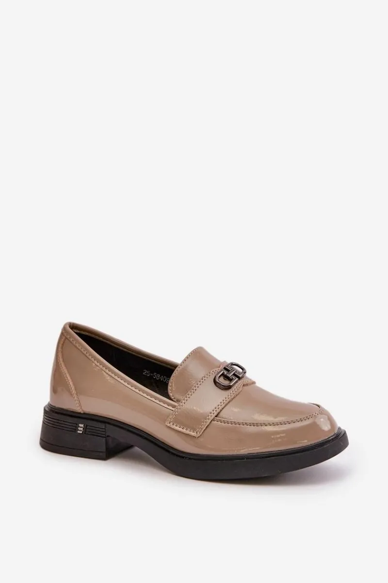 Loafersy Damskie|Mokasyny Damskie Lakierowane>Buty damskie Vinceza Lakierowane Mokasyny Damskie Ze Skóry Naturalnej Khaki Vinceza 58409