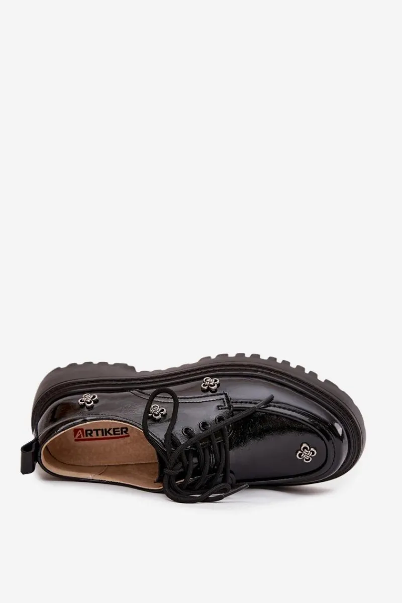 Outlet Damskie buty S.Barski Lakierowane Mokasyny Damskie Z Ozdobną Klamrą S.Barski HY52-546 Czarne