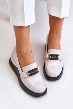 Clearance Buty damskie Vinceza Lakierowane Mokasyny Na Koturnie Vinceza 58337 Szare