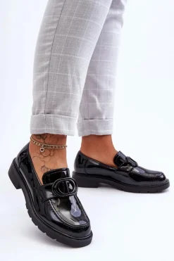 Mokasyny Damskie Skórzane|Mokasyny Na Platformie>Boto Lakierowane Mokasyny Na Platformie Czarne Jarren