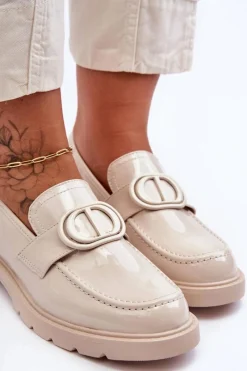 Clearance Boto Lakierowane Mokasyny Na Platformie Beżowe Jarren