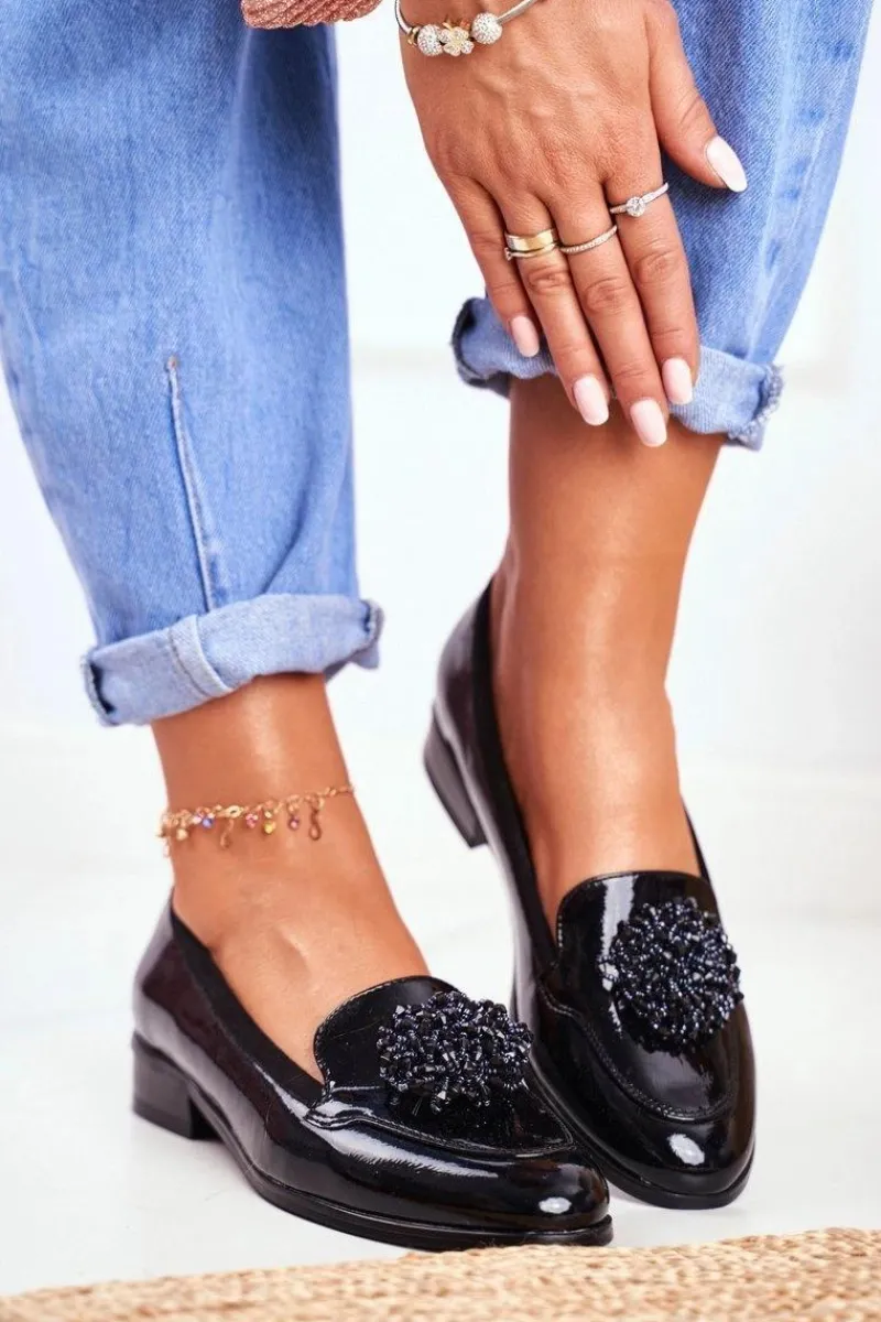 Sale Lakierowane Mokasyny Vinceza 21-10527 Czarne Damskie Mokasyny Damskie Lakierowane