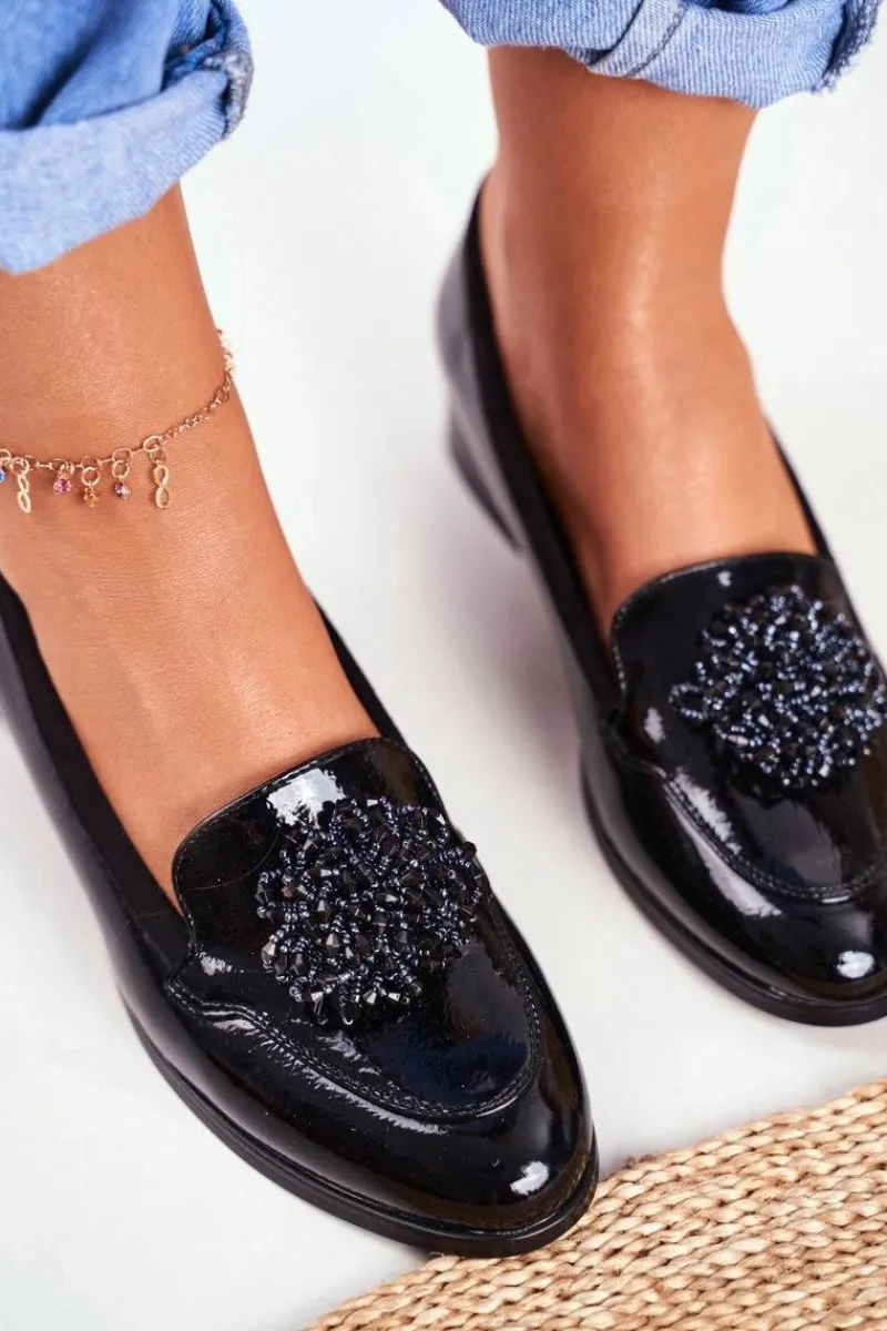 Sale Lakierowane Mokasyny Vinceza 21-10527 Czarne Damskie Mokasyny Damskie Lakierowane