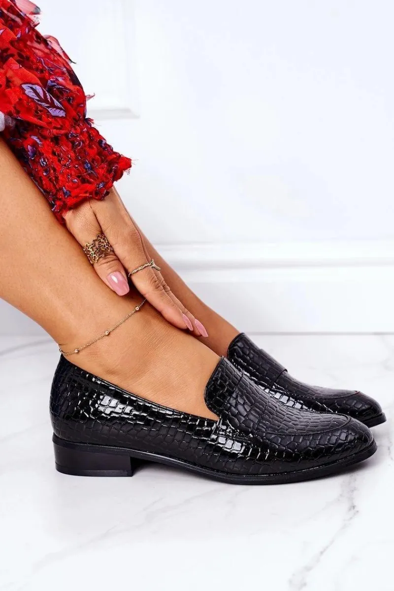 Hot Buty damskie Vinceza Lakierowane Mokasyny W Zwierzęcy Wzór Czarne Lenie