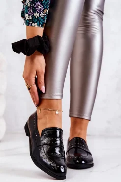 New Boto Lakierowane Mokasyny Z Dżetami La.Fi 210016B-LA Czarne