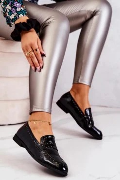 New Boto Lakierowane Mokasyny Z Dżetami La.Fi 210016B-LA Czarne