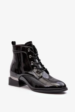 Online Buty damskie Vinceza Lakierowane Ocieplane Botki Na Suwak Czarne Achonia