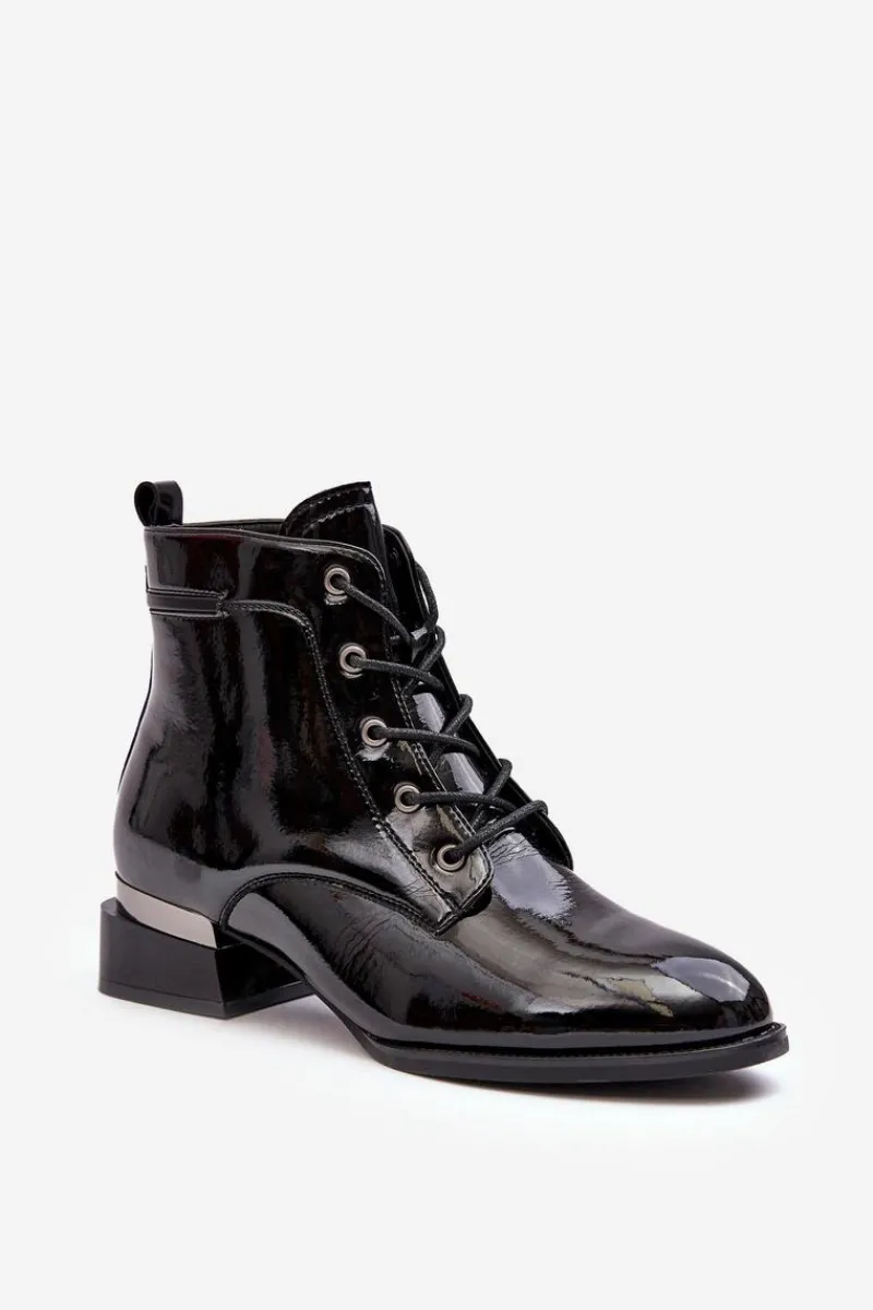 Online Buty damskie Vinceza Lakierowane Ocieplane Botki Na Suwak Czarne Achonia